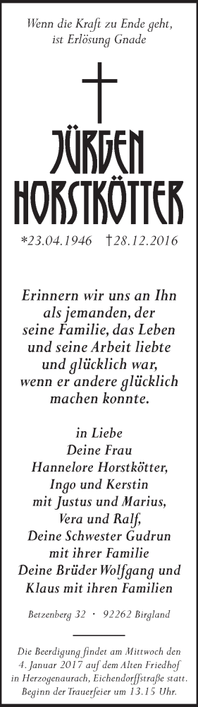 Anzeige von Jürgen Horstkötter von MGO