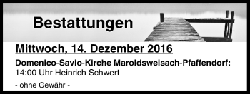Anzeige von Bestattungen vom 14.12.2016 von MGO