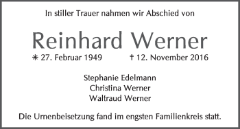 Anzeige von Reinhard Werner von MGO