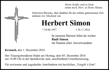 Anzeige von Herbert Simon von MGO