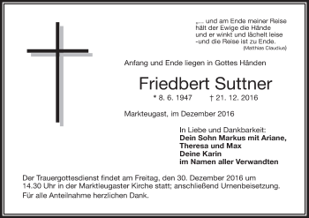 Anzeige von Friedbert Suttner von MGO