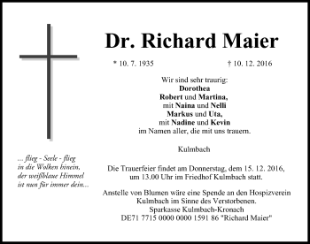 Anzeige von Richard Maier von MGO