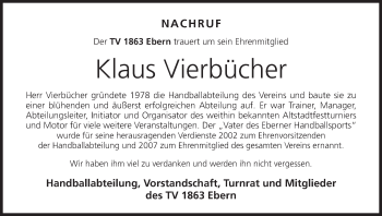 Anzeige von Klaus Vierbücher von MGO