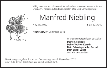 Anzeige von Manfred Niebling von MGO