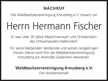 Anzeige von Hermann Fischer von MGO