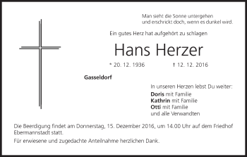 Anzeige von Hans Herzer von MGO