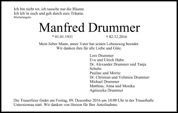 Anzeige von Manfred Drummer von MGO