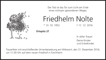Anzeige von Friedhelm Nolte von MGO