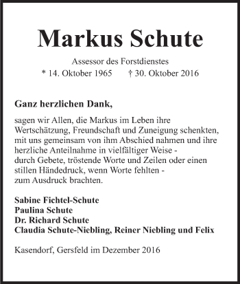 Anzeige von Markus Schute von MGO