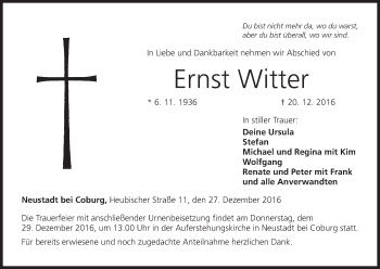 Anzeige von Ernst Witter von MGO