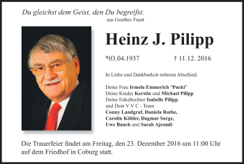 Anzeige von Heinz J. Pilipp von MGO