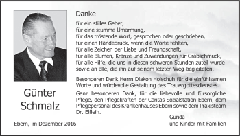 Anzeige von Günter Schmalz von MGO