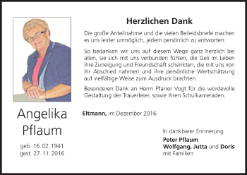 Anzeige von Angelika Pflaum von MGO