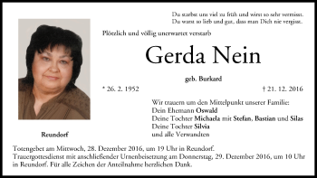 Anzeige von Gerda Nein von MGO