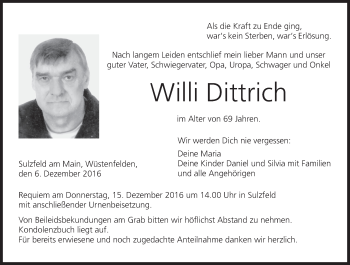 Anzeige von Willi Dittrich von MGO