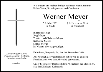 Anzeige von Werner Meyer von MGO