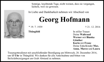 Anzeige von Georg Hofmann von MGO