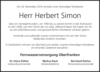 Anzeige von Herbert Simon von MGO