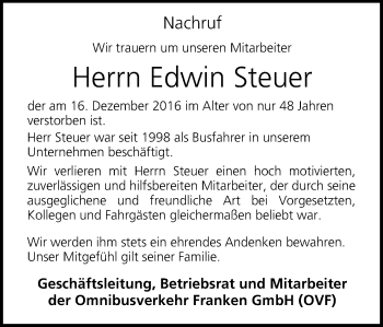Anzeige von Edwin Steuer von MGO