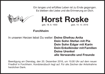 Anzeige von Horst Roske von MGO