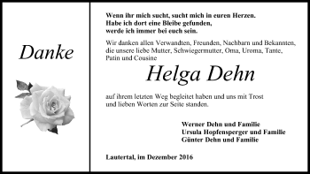 Anzeige von Helga Dehn von MGO
