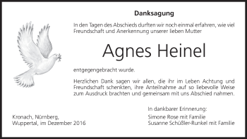 Anzeige von Agnes Heinel von MGO