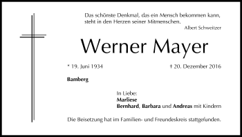 Anzeige von Werner Mayer von MGO