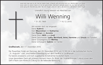 Anzeige von Willi Wenning von MGO
