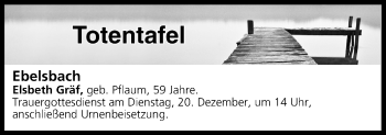 Anzeige von Totentafel vom 17.12.2016 von MGO