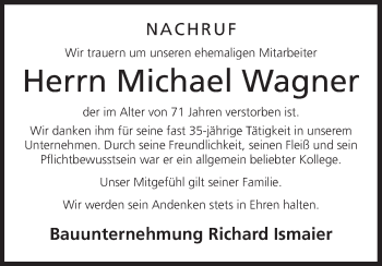 Anzeige von Michael Wagner von MGO