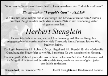 Anzeige von Herbert Stenglein von MGO