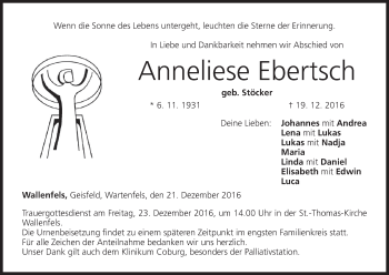 Anzeige von Anneliese Ebertsch von MGO
