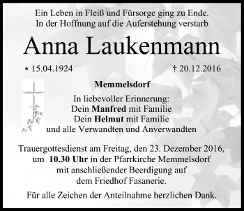 Anzeige von Anna Laukenmann von MGO