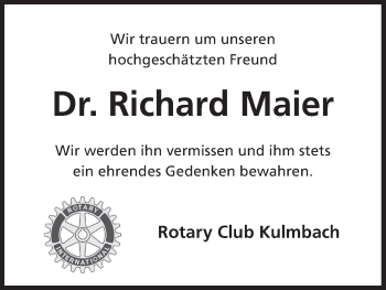 Anzeige von Richard Maier von MGO
