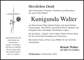 Anzeige von Kunigunda Walter von MGO