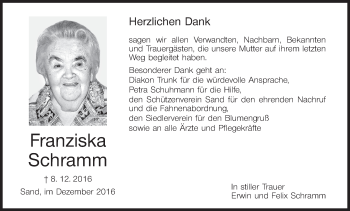 Anzeige von Franziska Schramm von MGO