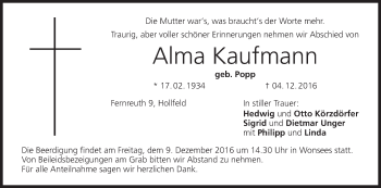 Anzeige von Alma Kaufmann von MGO