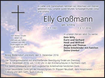 Anzeige von Elly Großmann von MGO