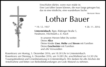 Anzeige von Lothar Bauer von MGO