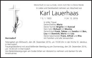 Anzeige von Karl Lauerhaas von MGO