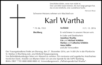 Anzeige von Karl Wartha von MGO