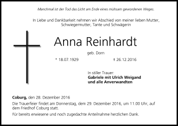 Anzeige von Anna Reinhardt von MGO