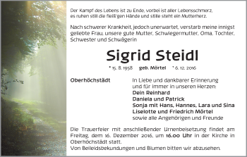 Anzeige von Sigrid Steidl von MGO
