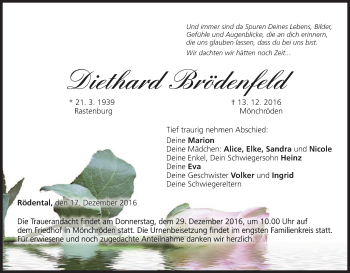 Anzeige von Diethard Brödenfeld von MGO
