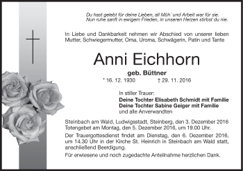 Anzeige von Anni Eichhorn von MGO