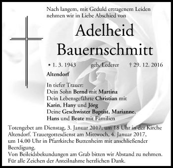 Anzeige von Adelheid Bauernschmitt von MGO