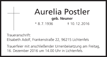 Anzeige von Aurelia Postler von MGO