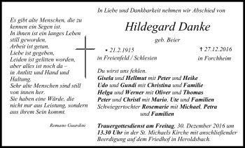 Anzeige von Hildegard Danke von MGO