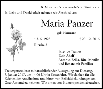 Anzeige von Maria Panzer von MGO