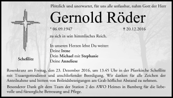 Anzeige von Gernold Röder von MGO